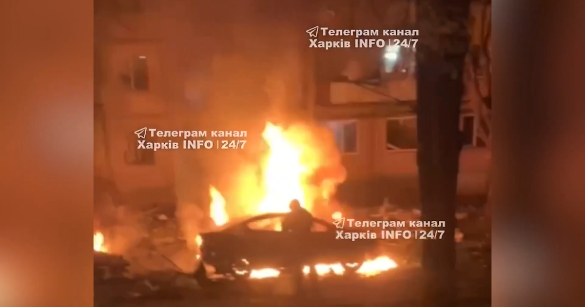Пожар в Харькове на месте попадания вражеского КАБа