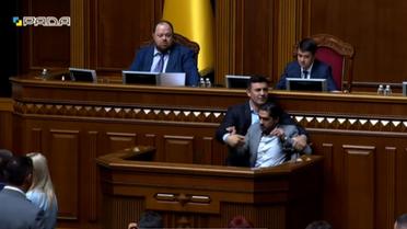 В Раде нардеп Тищенко силой вытащил из-за трибуны Лероса