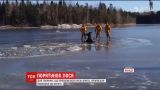 В Канаде спасатели освободили из ледовой ловушки лося