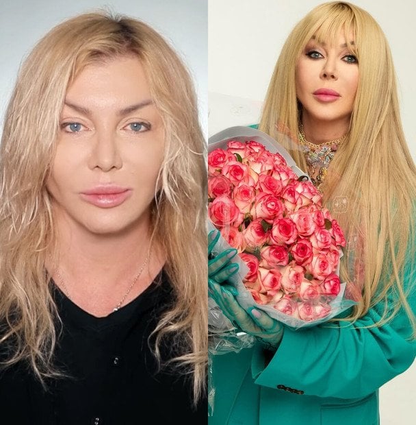 Ірина Білик без та з макіяжем