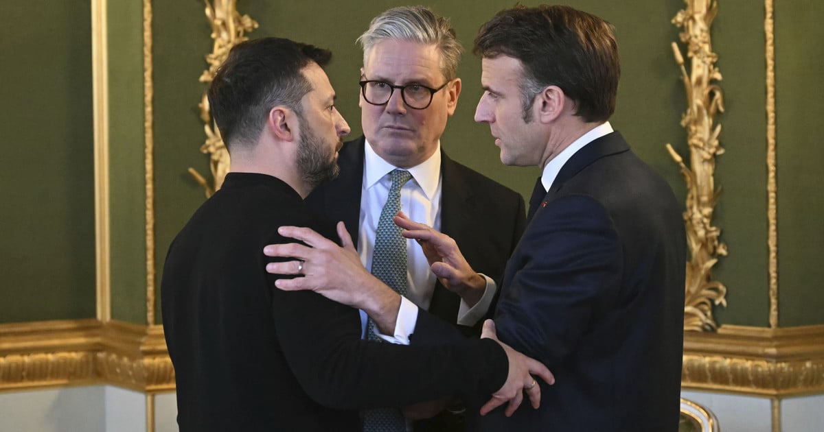 Володимир Зеленський, Кір Стармер і Еммануель Макрон.
