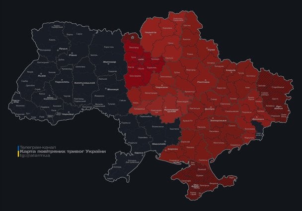Мапа тривог станом на 11:00. 