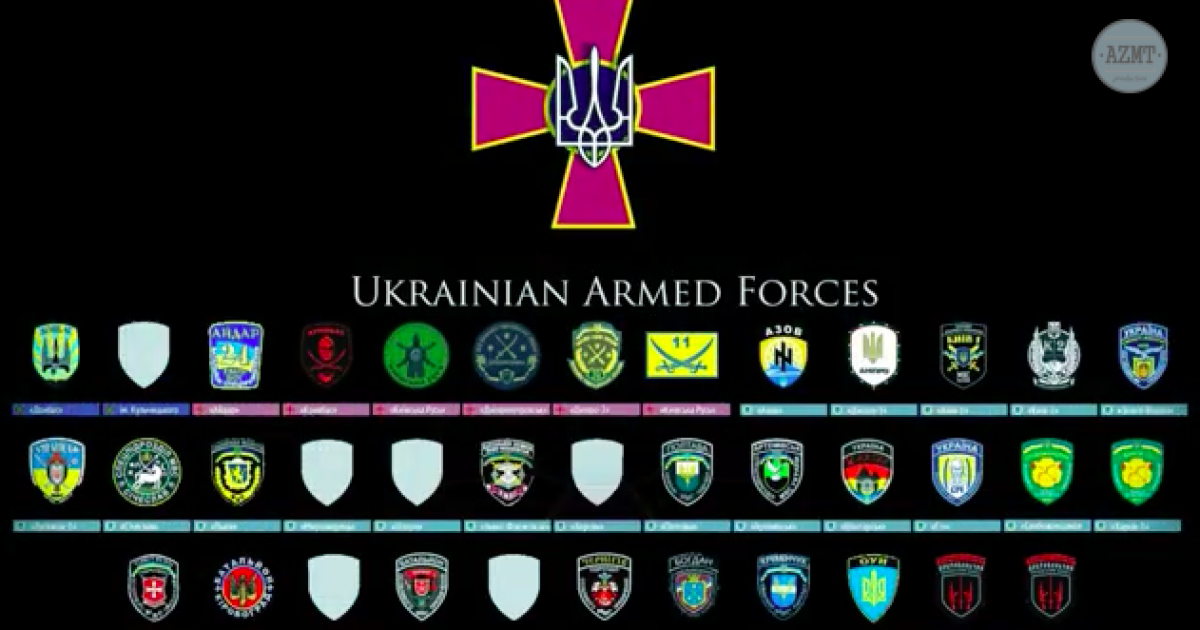 В начале ролика есть призыв молиться за украинских солдат, а в конце - шевроны и эмблемы всех родов украинских войск