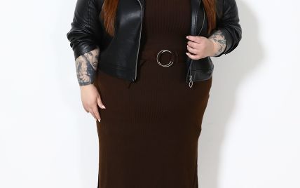 У трикотажній сукні і шкірянці: 155-кілограмова Тесс Голлідей на Лондонському тижні моди
