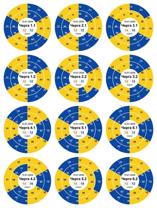 Графік відключення світла на Кіровоградщині 15 січня