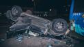У Києві Mercedes врізався в електрокар, перекинувся та влетів у тролейбус
