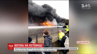 Через охоплений полум'ям автобус аеропорт у Лондоні скасував понад сотню рейсів