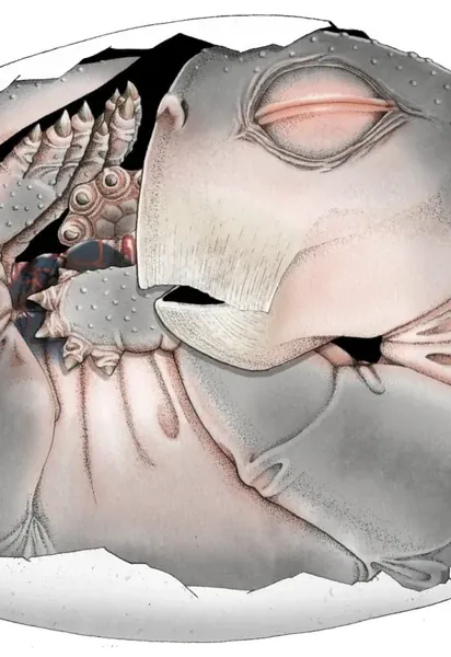 Реконструкция эмбриона листрозавра. Авторство: Жюльен Бенуа и Софи Врар