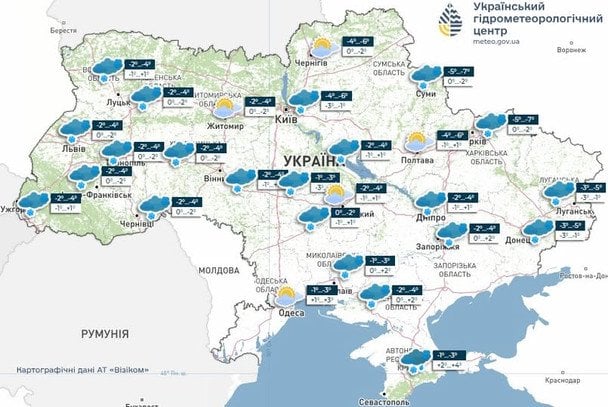 Мапа погоди на 30 грудня / © Укргідрометцентр