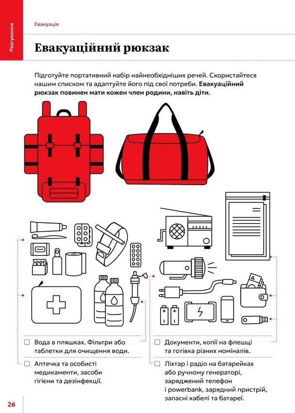 Рекомендації щодо «тривожної валізи». Скріншот документа з сайту gov.pl