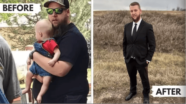 Патрік Енслі до та після дієти хижака / © YouTube/@carnivorecouple.pat.cait