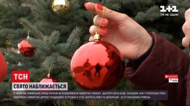 На Софійській площі в Києві почали спорудження головної ялинки країни