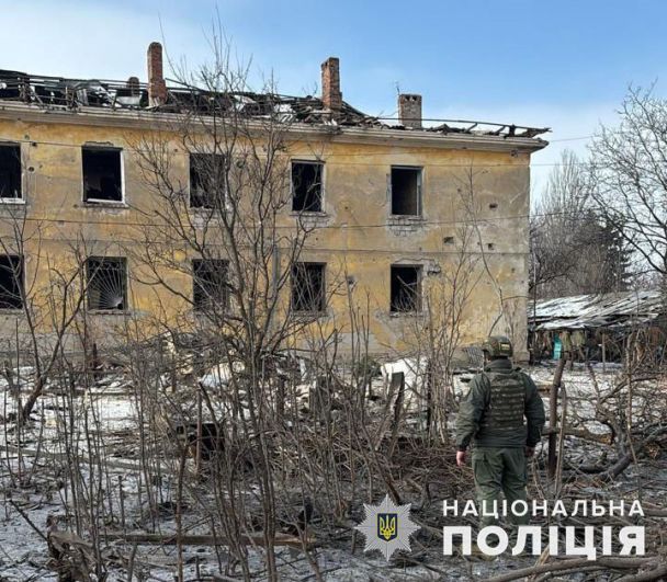 Наслідки атаки на Костянтинівку 22 лютого / © Національна поліція України