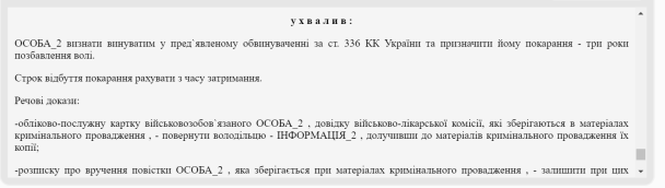 Вирок суду / © Єдиний державний реєстр судових рішень