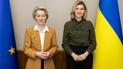 У блузці кольору хакі з краваткою-бантом: Олена Зеленська на зустрічі з очільницею Єврокомісії