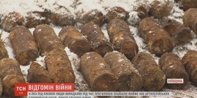 Возле трассы Киева обнаружили склад артснарядов времен Второй мировой войны