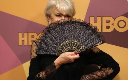 В платье за 7 тысяч долларов и с веером в руке: элегантная 72-летняя Хелен Миррен на афтепати