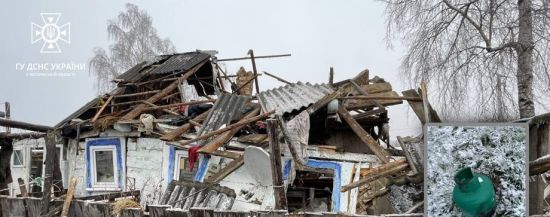 У будинку біля Луцька вибухнув газовий балон: двох людей ушпиталили, а будівля завалилася (фото)