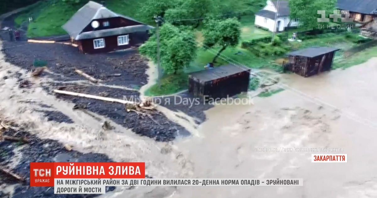 На Закарпатье за два часа выпала 20-дневная норма осадков