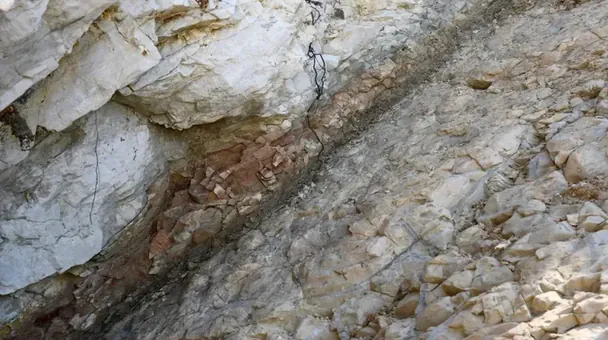 Темний шар, що видно на цьому фото, відомий як іридієва аномалія Фото: livescience.com