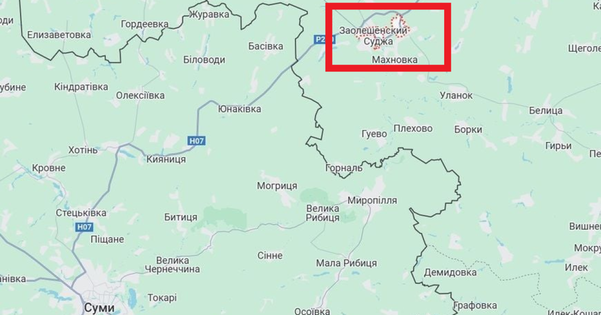 Місто Суджа на карті. Фото з відкритих джерел.