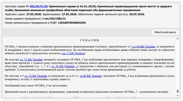 Матеріали суду / © Єдиний державний реєстр судових рішень