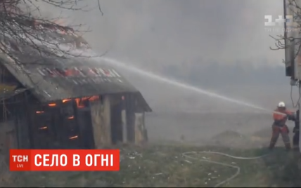 32 сожженых здания и спасатель в реанимации: ветер перебросил огонь с травы на село Житомирской области