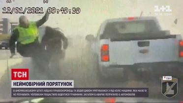 В США полицейский и водитель выпрыгнули из-под колес за считанные секунды до трагедии
