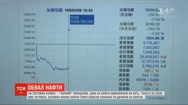 Такого не было 30 лет: на мировых биржах более чем на 20% обвалилась цена на нефть