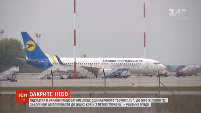 Від 24 березня усі аеропорти України, окрім "Борисполя" будуть зачиненими