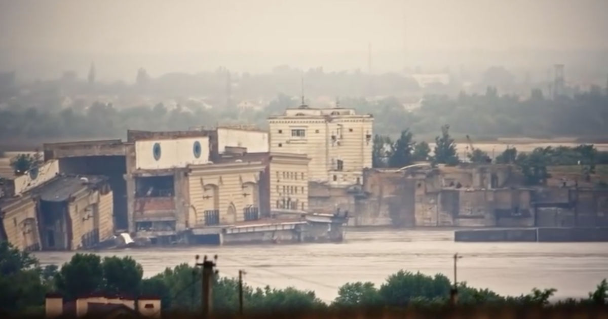 Каховська ГЕС на 21 день після теракту / Скриншот