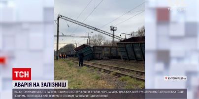 Новости Житомирской области: 10 вагонов грузового поезда сошли с рельсов около поселка Чернорудка
