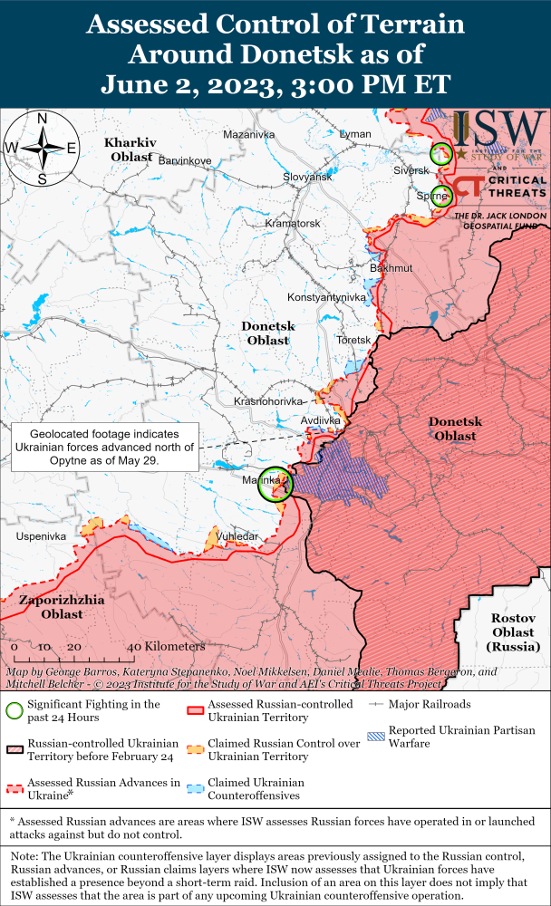 Ситуация в Донбассе. Карта боев ISW.
