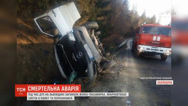 На трасі Київ-Чоп мікроавтобус злетів у кювет та перекинувся, загинула жінка