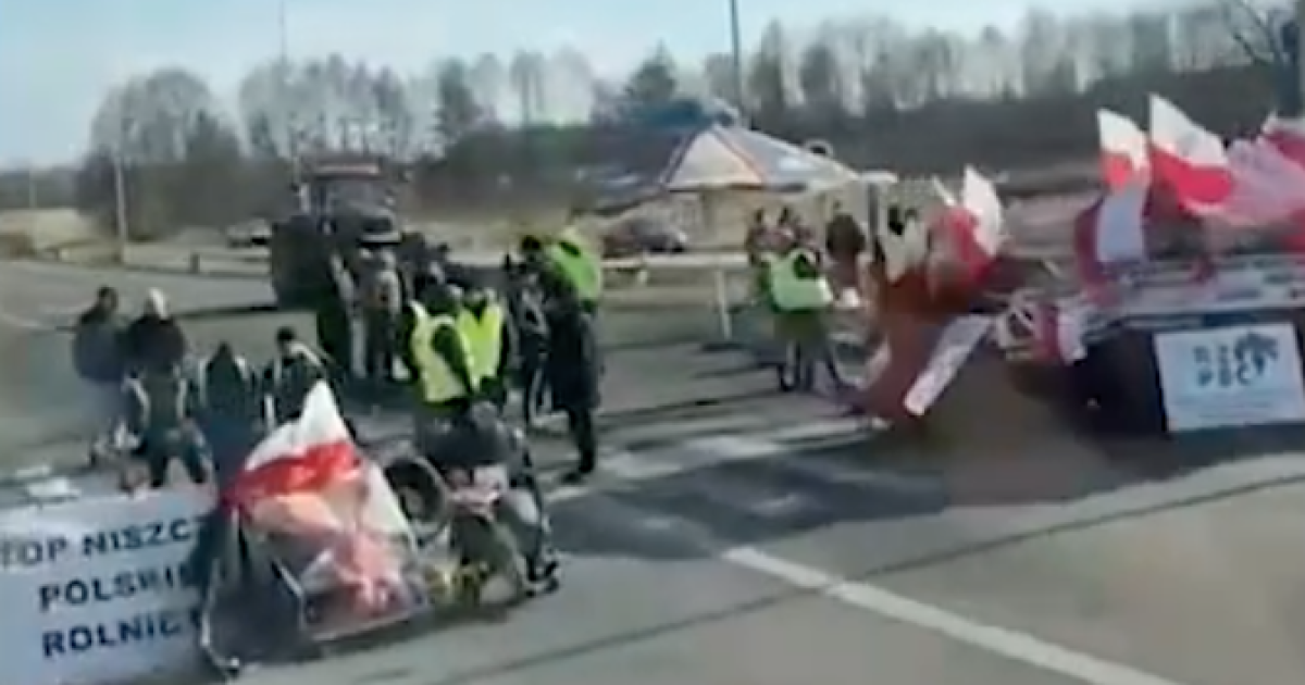 Забастовка поляков на границе с Украиной/Фото: скриншот