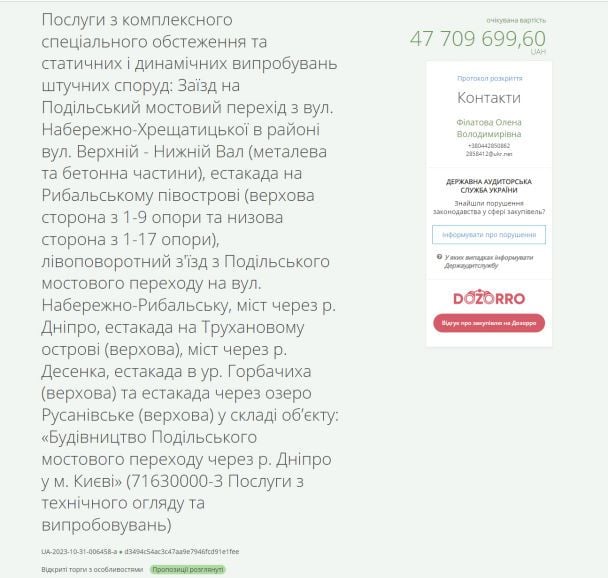 Тендер на почти 48 миллионов гривен