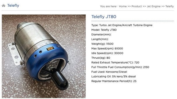 Chinese turbojet engine Telefly JT80 / © Defence Intelligence of the Ministry of Defence of Ukraine