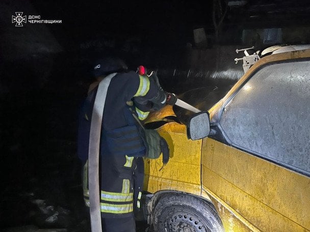 На Чернігівщині через падіння російського дрона горіли будинок та автівка / © Управління ДСНС у Чернігівській області