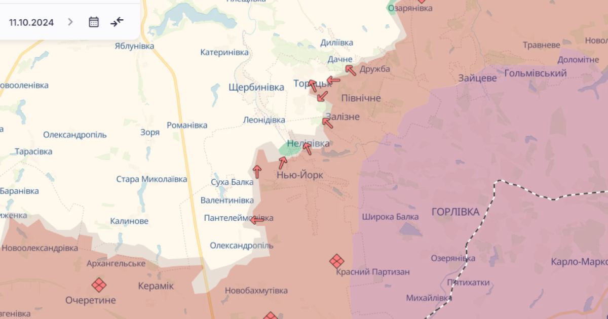 Торецк на карте