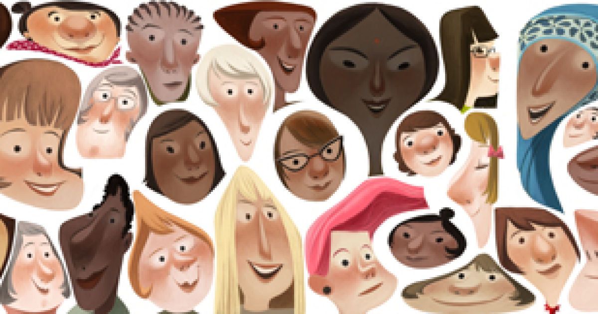 Жінки посміхаються на логотипі Google