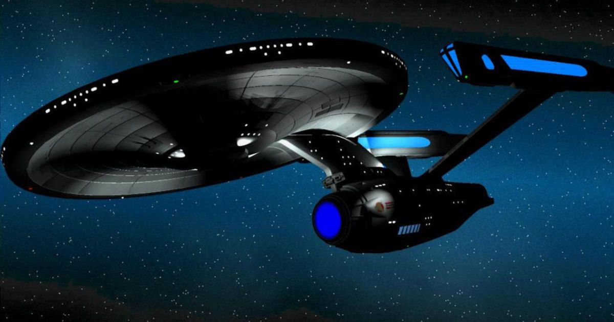 Зореліт USS Enterprise зі "Стартреку", який працює на варп-двигуні.