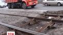 В Харькове трамвайные пути перегородили огромными остряками