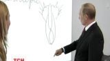 Владимир Путин нарисовал для учащихся кошку, «вид сзади»