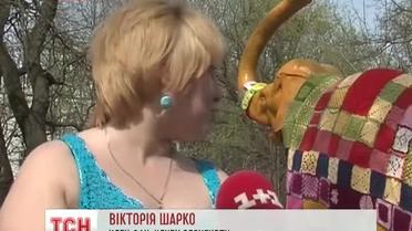 В Луцке всем городом сплели эксклюзивную одежду для скульптуры слона