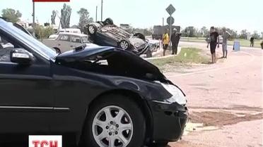 В Бердянске авто устроило ДТП со спецэффектами
