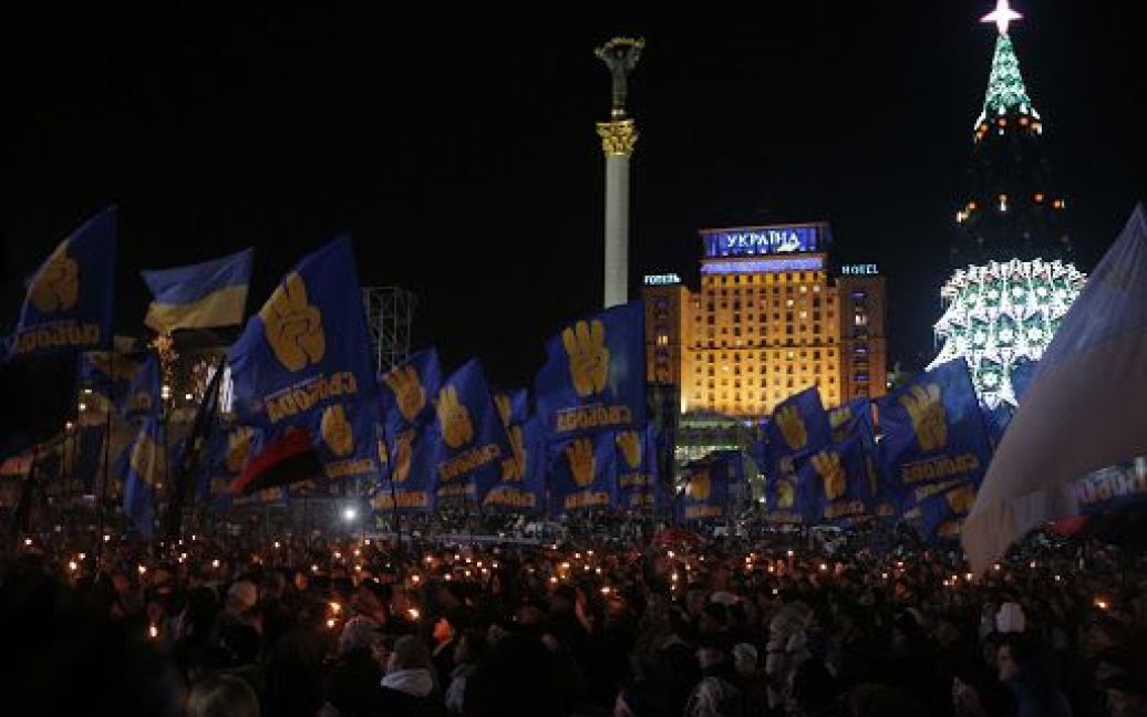 "Свобода" відзначила день народження Бандери факельною ходою / © Прес-служба ВО Свобода