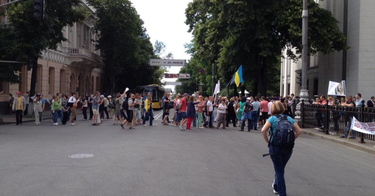 Люди перекрыли Грушевского, требуя принятия закона / © euronews.com