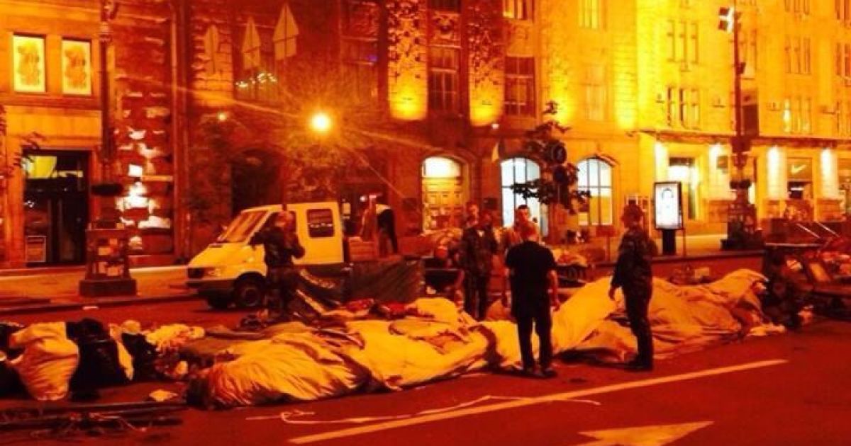 В соцсетях появилось фото демонтажа палаток в Киеве