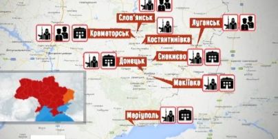 Карта территорий, которые захватили сепаратисты