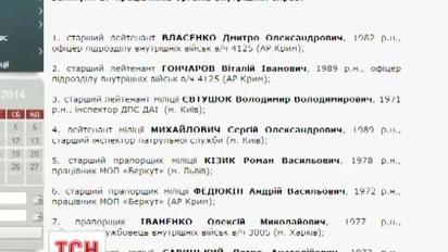 Милиция обнародовала списки сотрудников, которые погибли